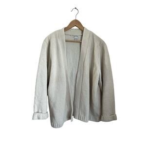 Orvis Cream Chenille Open Front Cardigan XL Cozy Soft Classic Sweater